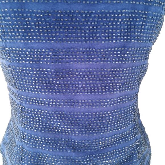 Deadstock Vintage Blue Beaded Strapless Corset Top - Picture 6 of 7